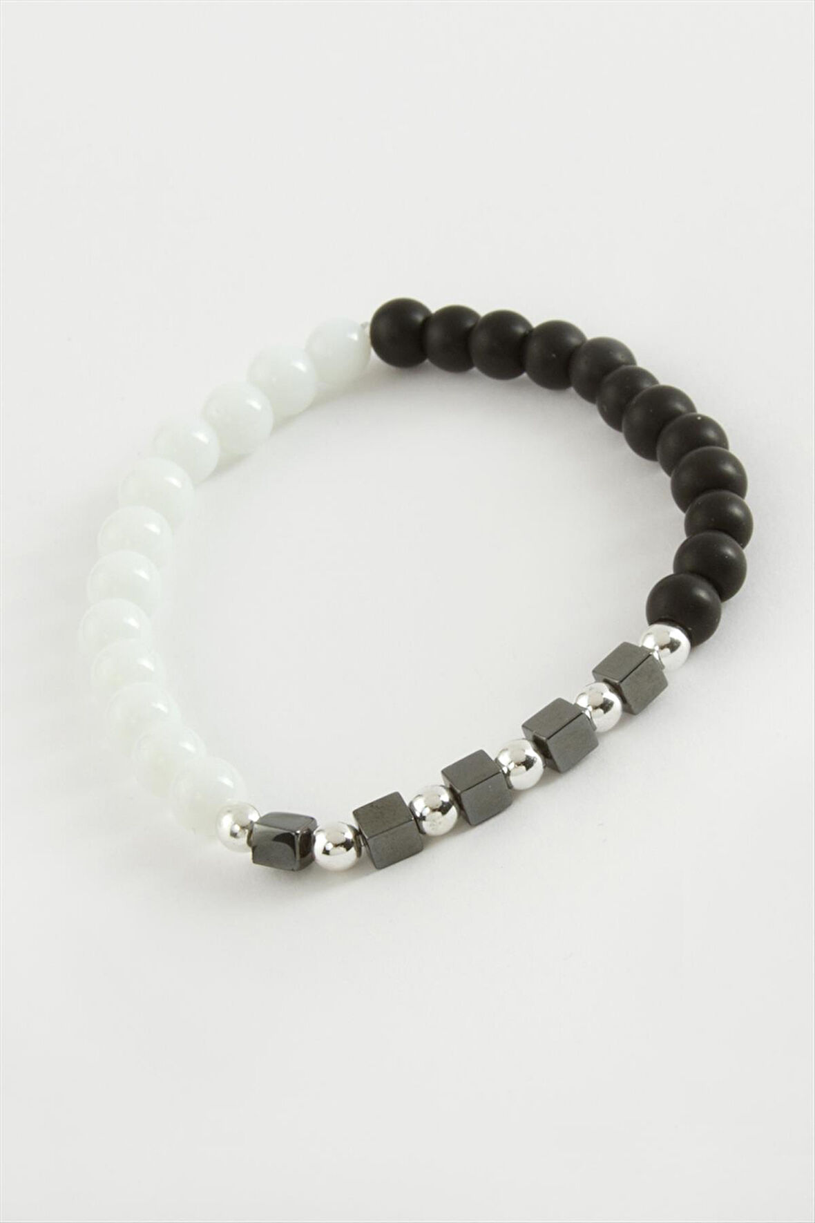 Siyah Beyaz Doğaltaş Bileklik 6 mm