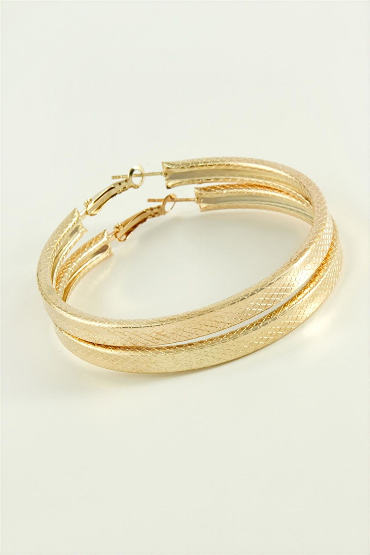 Kare Baklava Desenli Halka Küpe 5,5 cm