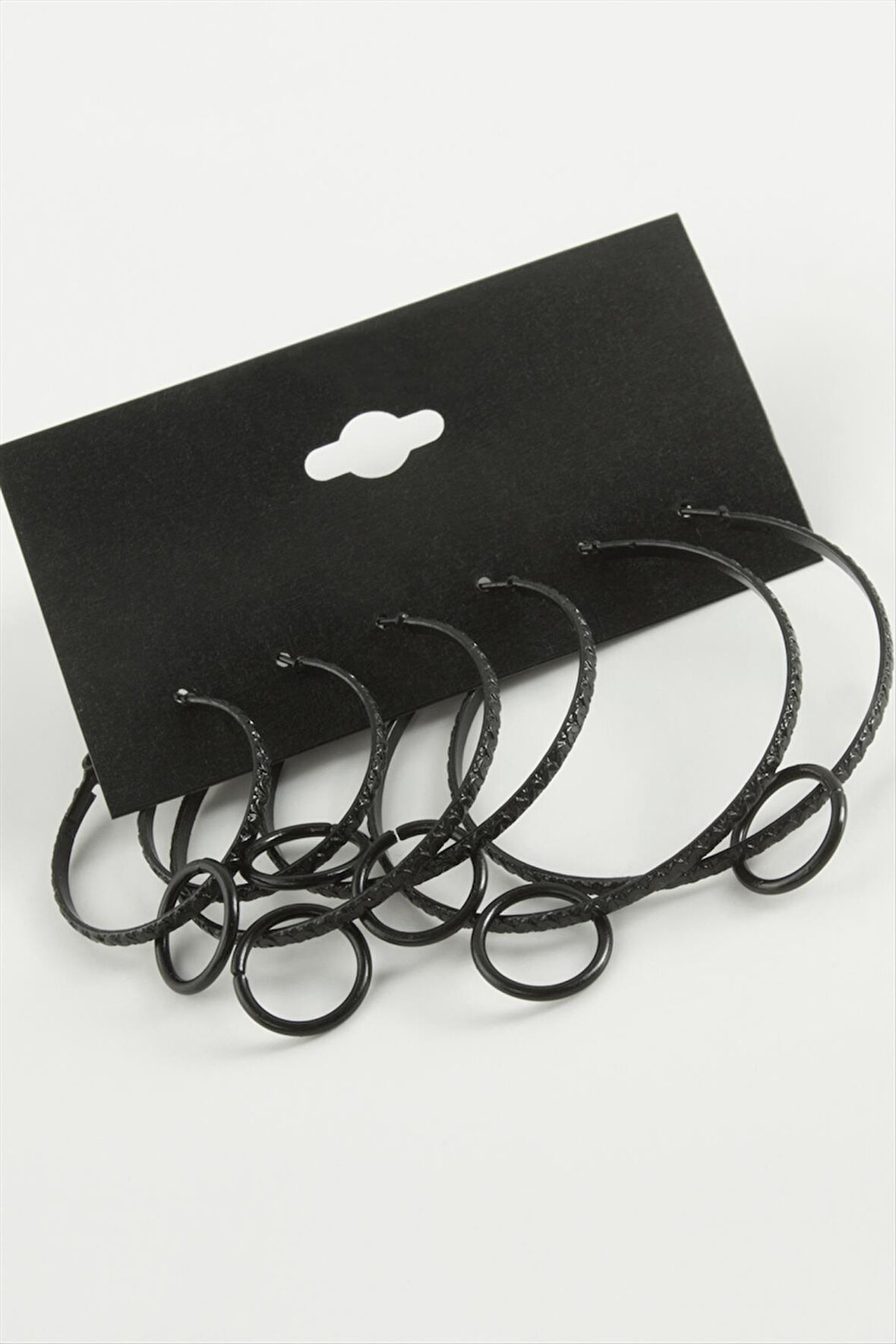 Çizgili Metal Halka Küpe 6 Adet