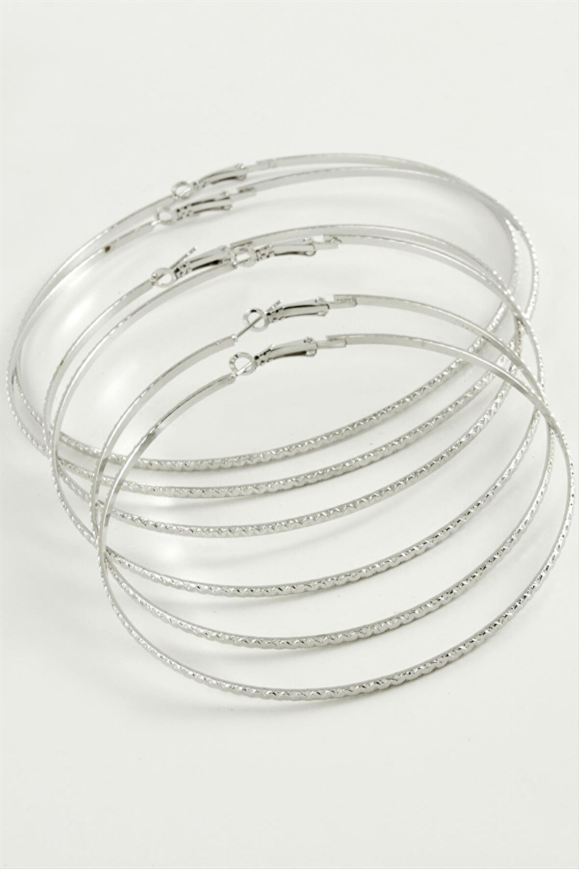 Zikzak Desenli Metal Halka Küpe 6 Adet