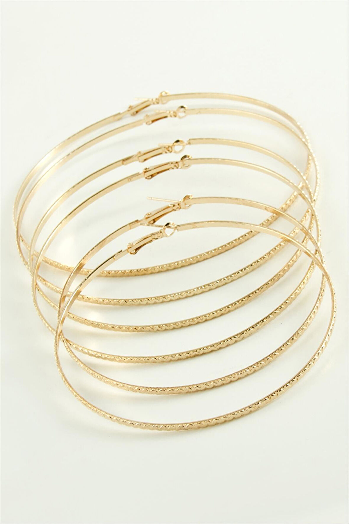 Zikzak Desenli Metal Halka Küpe 6 Adet