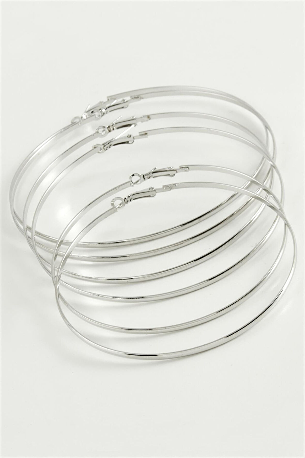 Düz Metal Halka Küpe 6 Adet