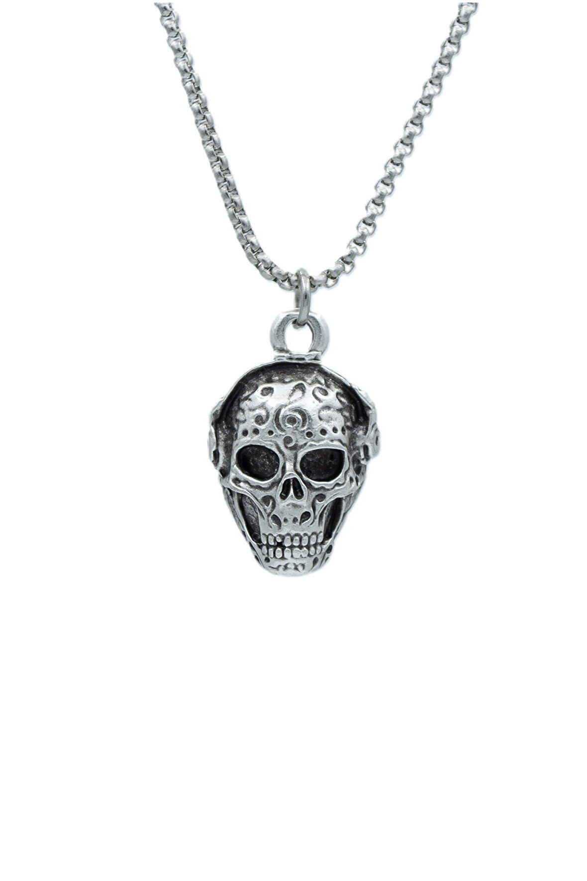 Dj Kuru Kafa Örme Zincir Kolye - Gümüş Kaplama - Erkek Kadın Kolye - No:1428