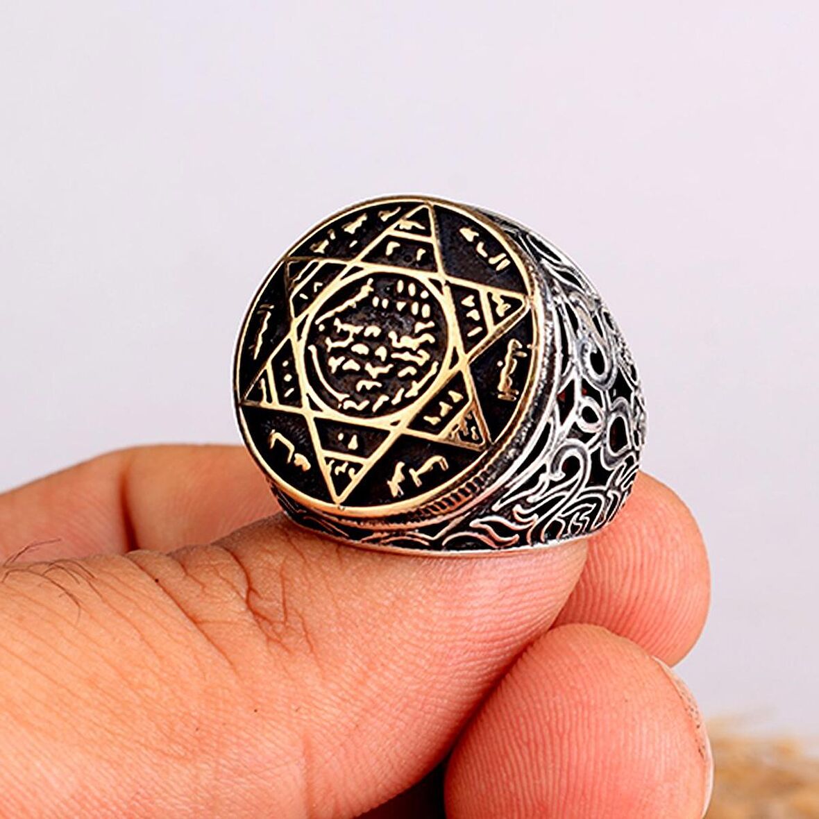 925 AYAR GÜMÜŞ MÜHRÜ SÜLEYMAN MODEL YÜZÜK