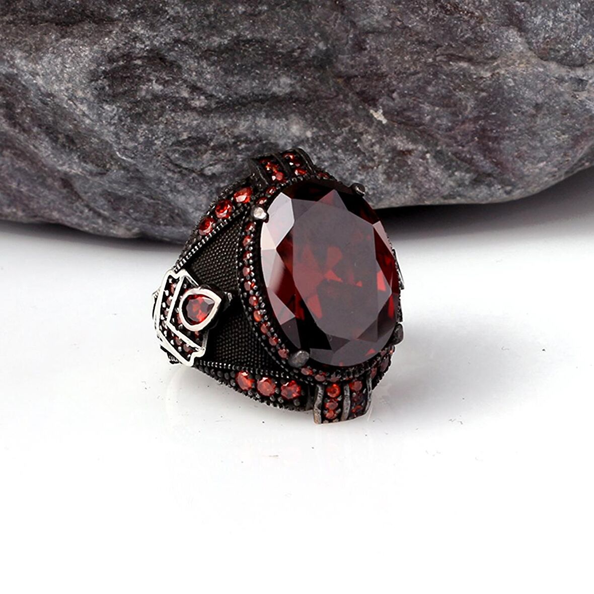 ZİRKON TAŞLI 925 AYAR GÜMÜŞ ERKEK YÜZÜK