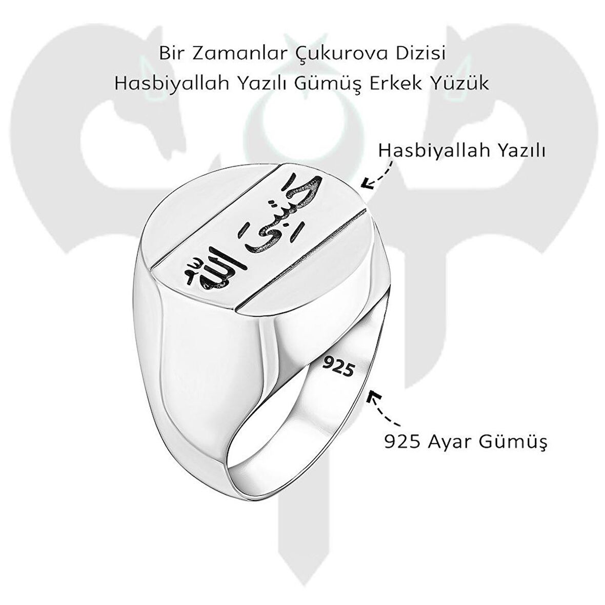 Bir Zamanlar Çukurova Dizisi Hasbiyallah Yazılı Gümüş Erkek Yüzük