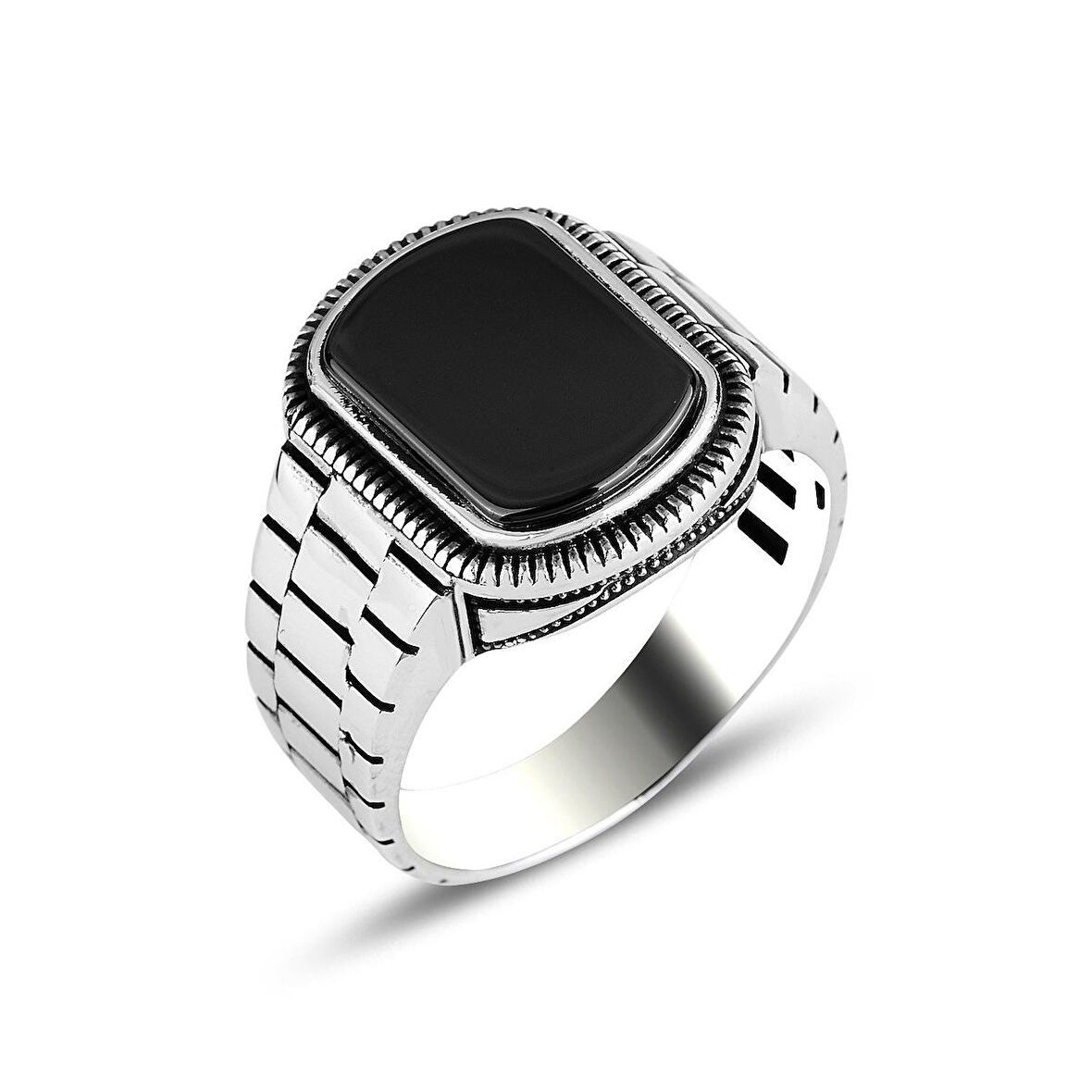 Zirkon Taşlı Piramit Model 925 Ayar Gümüş Erkek Yüzük