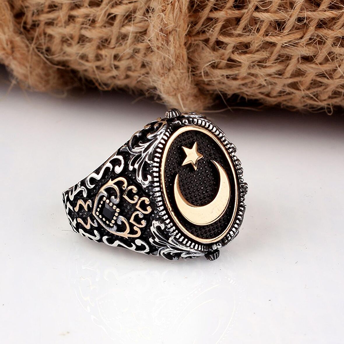 AYYILDIZ ONİX TAŞLI ÇİFT TARAFLI MODEL 925 AYAR GÜMÜŞ YÜZÜK