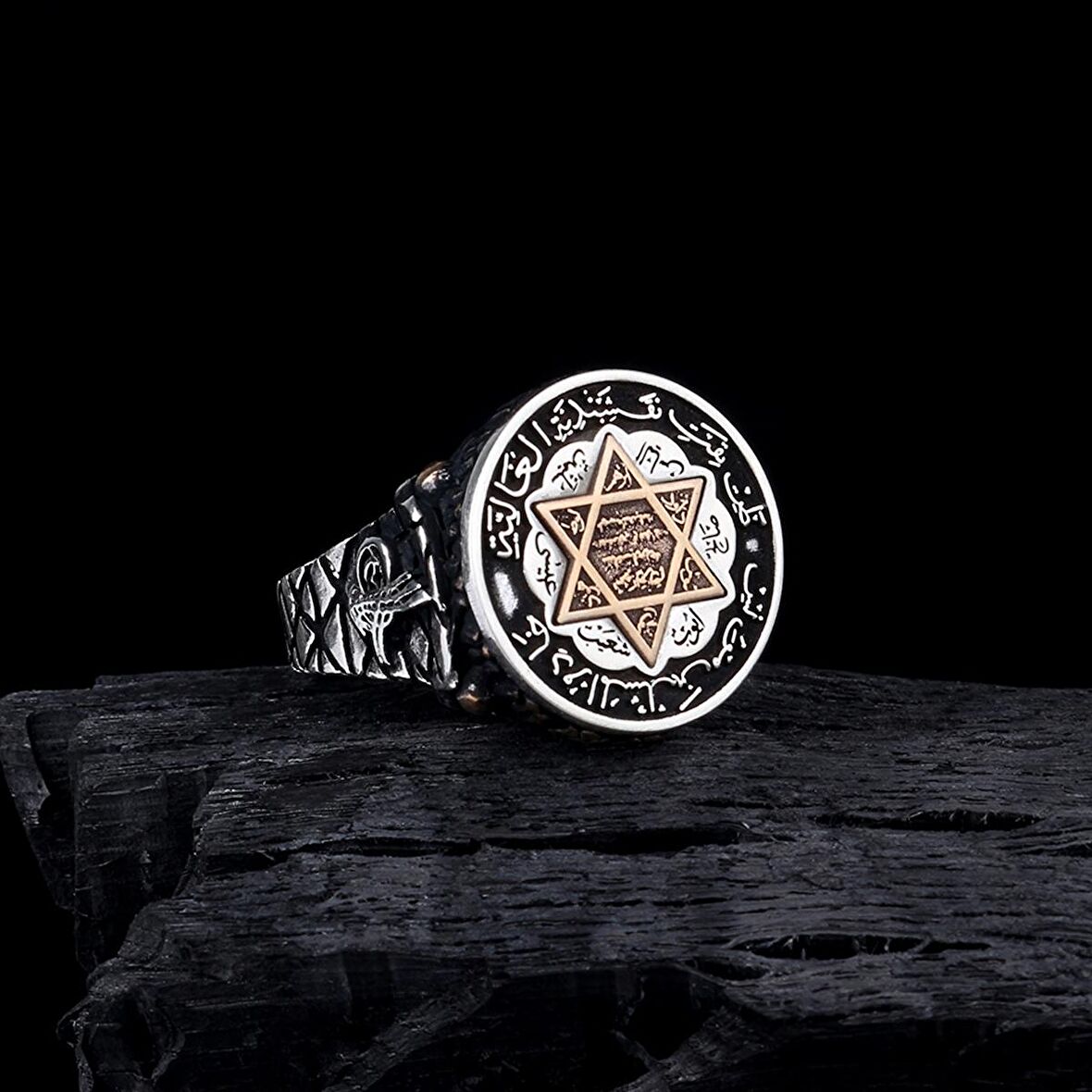 925 AYAR GÜMÜŞ HZ SÜLEYMAN MÜHRÜ TUĞRA MODEL YÜZÜK