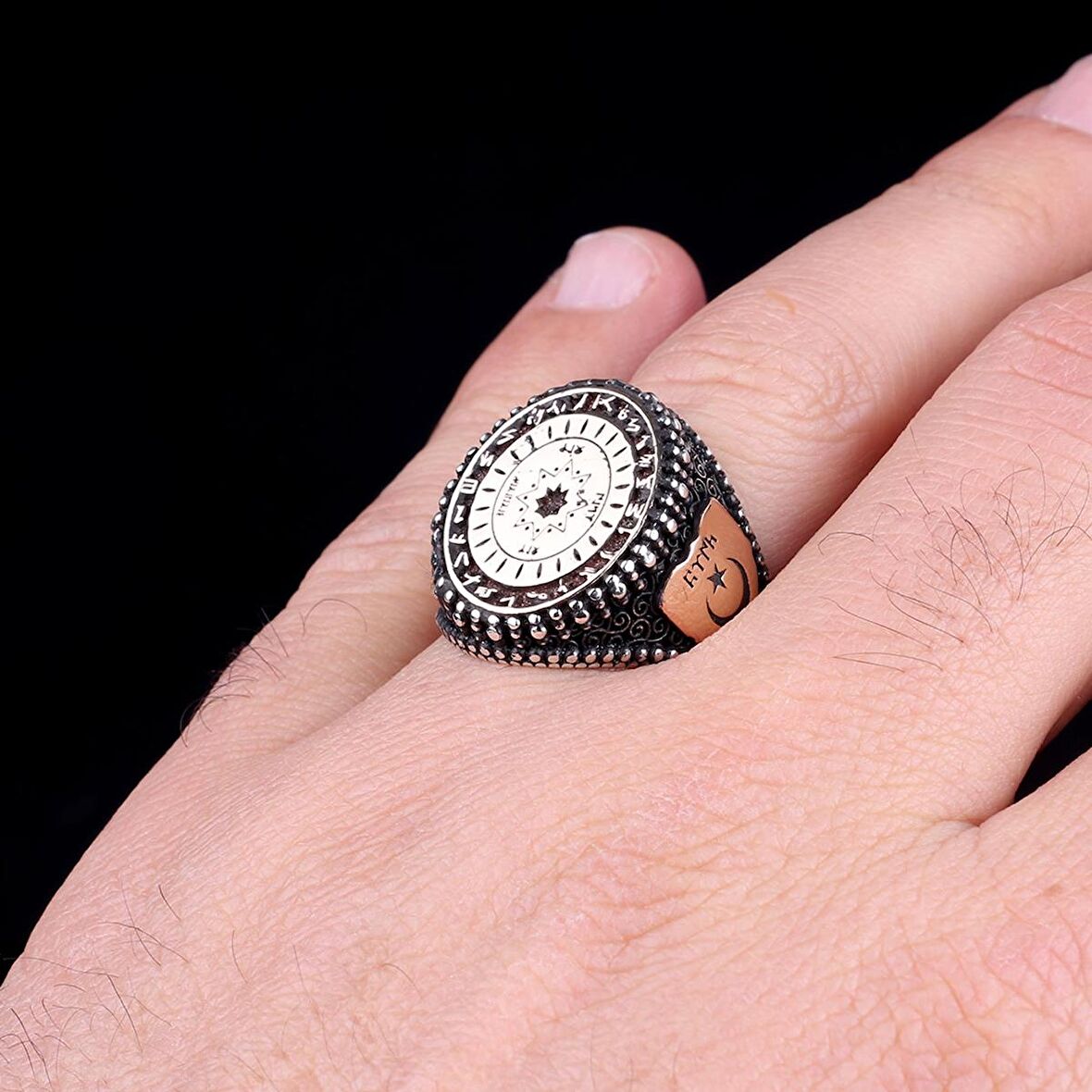 TURAN YÜZÜĞÜ TÜRK BOYLARI BAYRAĞI 925 AYAR GÜMÜŞ YÜZÜK