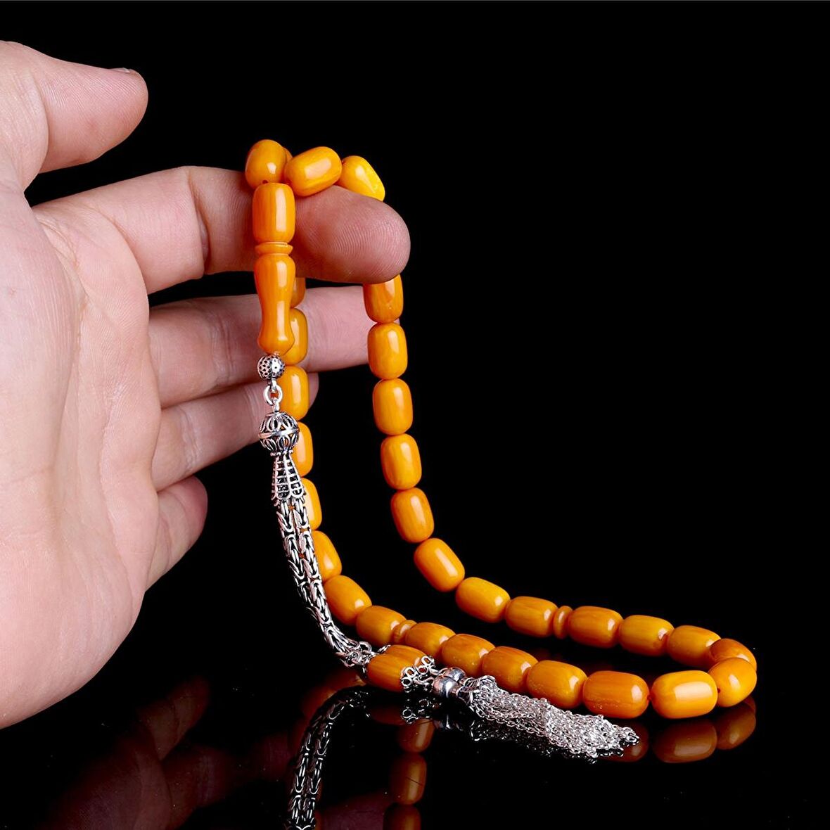 925 AYAR GÜMÜŞ KRAL ZİNCİR PÜSKÜLLÜ KAPSÜL KESİM SIKMA KEHRİBAR TESBİH