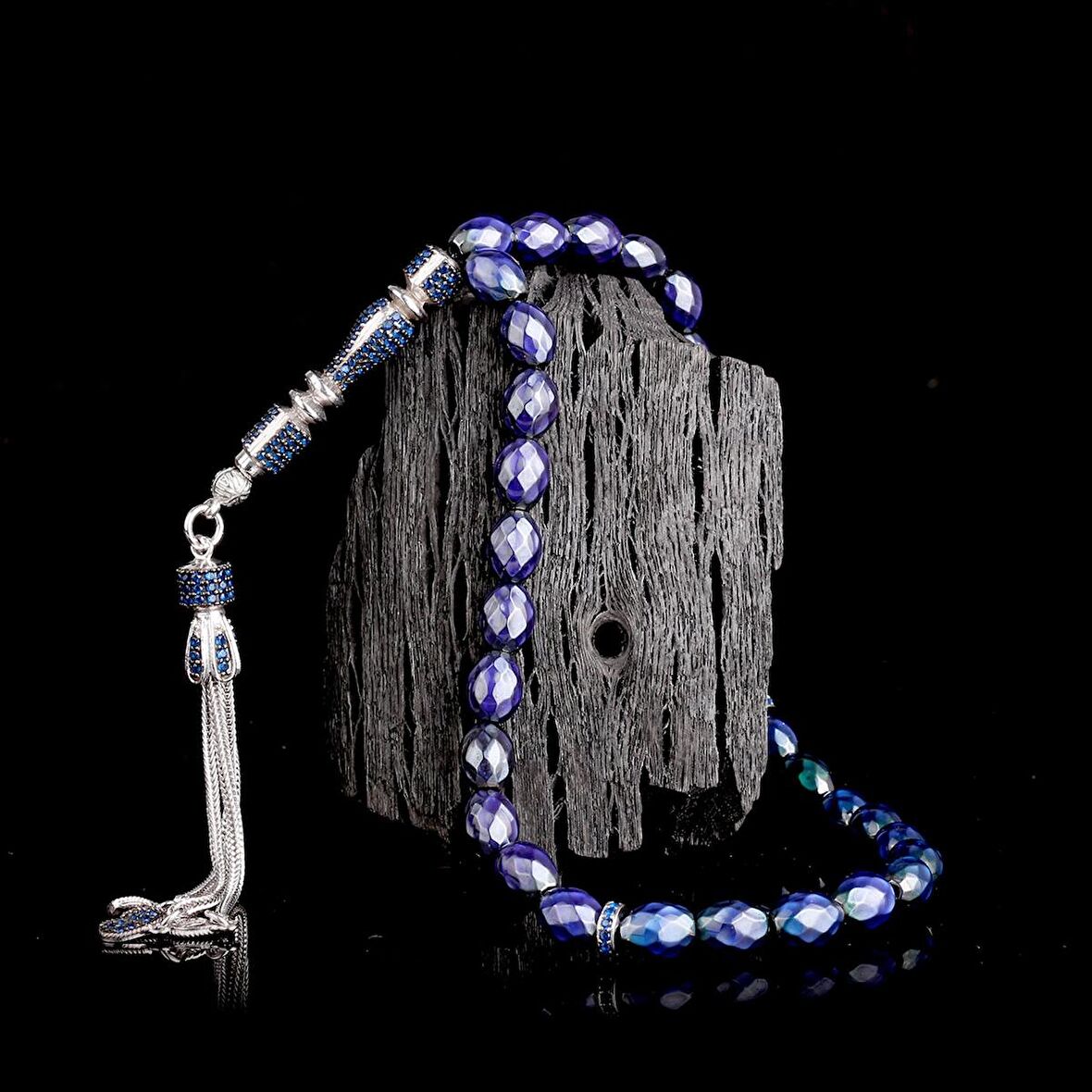 ZİRKON TAŞLI GÜMÜŞ PÜSKÜLLÜ RENK DEĞİŞTİREN ARPA KESİM HİS TAŞI TESBİH