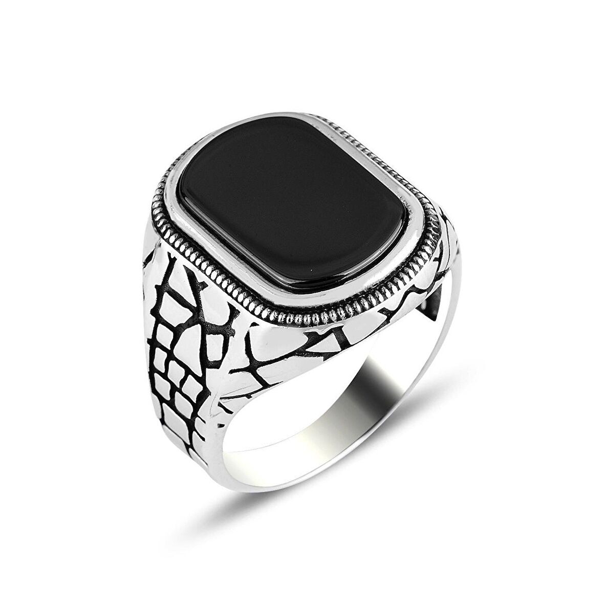 Zirkon Taşlı Petek Model 925 Ayar Gümüş Erkek Yüzük