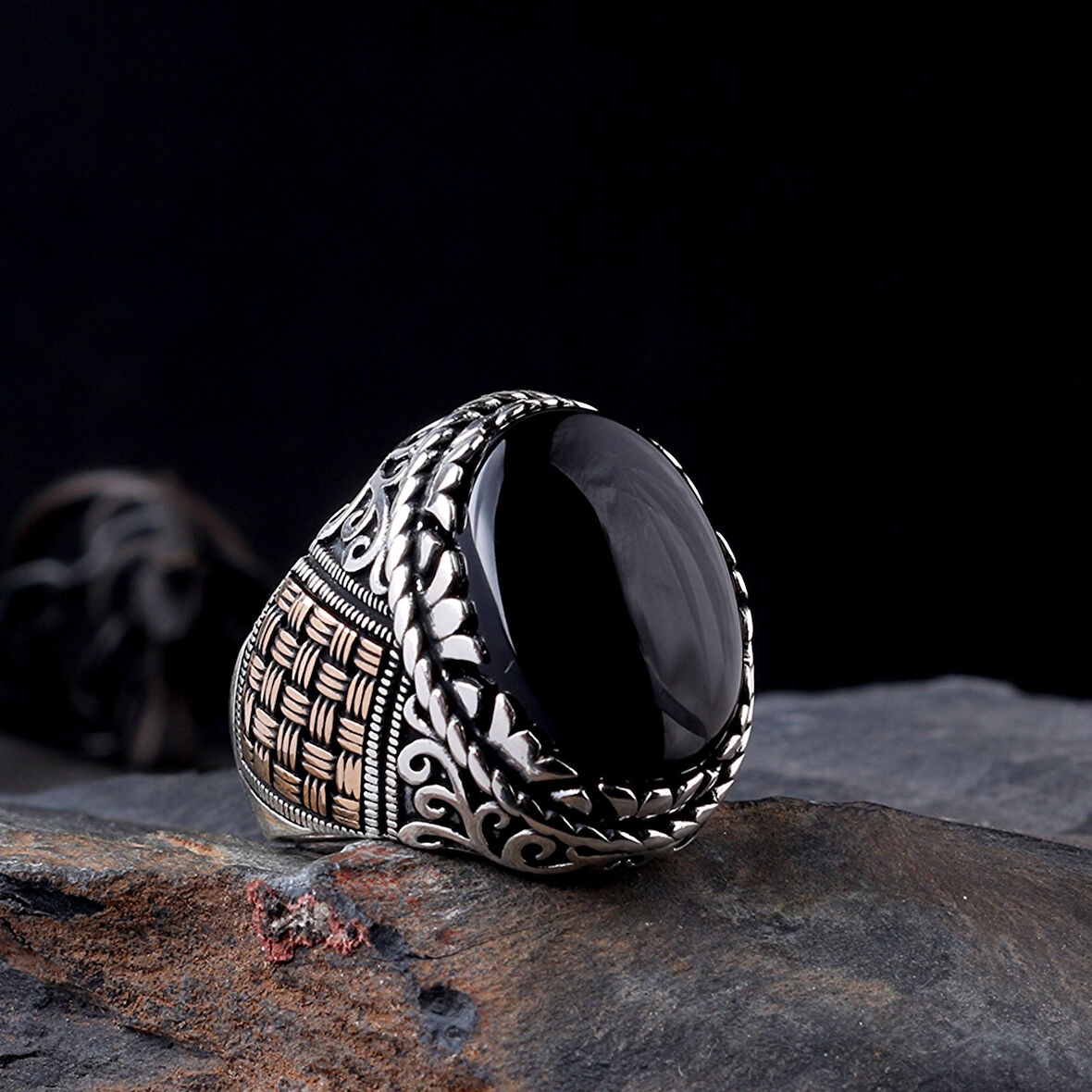 925 Ayar Gümüş Desen Motifli Erkek Model Yüzük