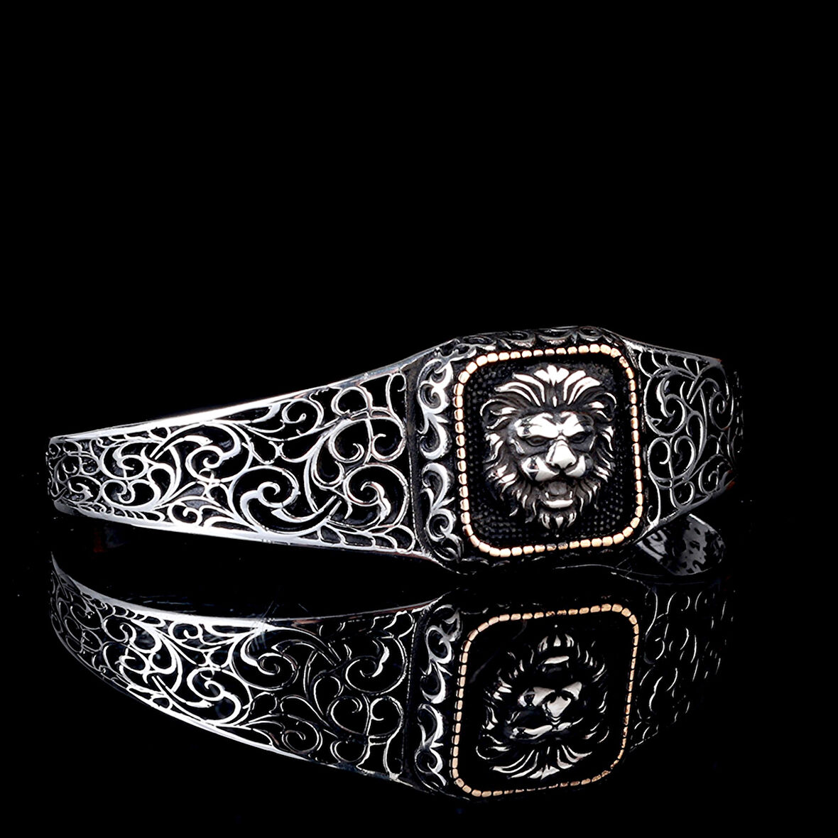 925 Ayar Gümüş Aslan Model Otantik Motif Erkek Bileklik