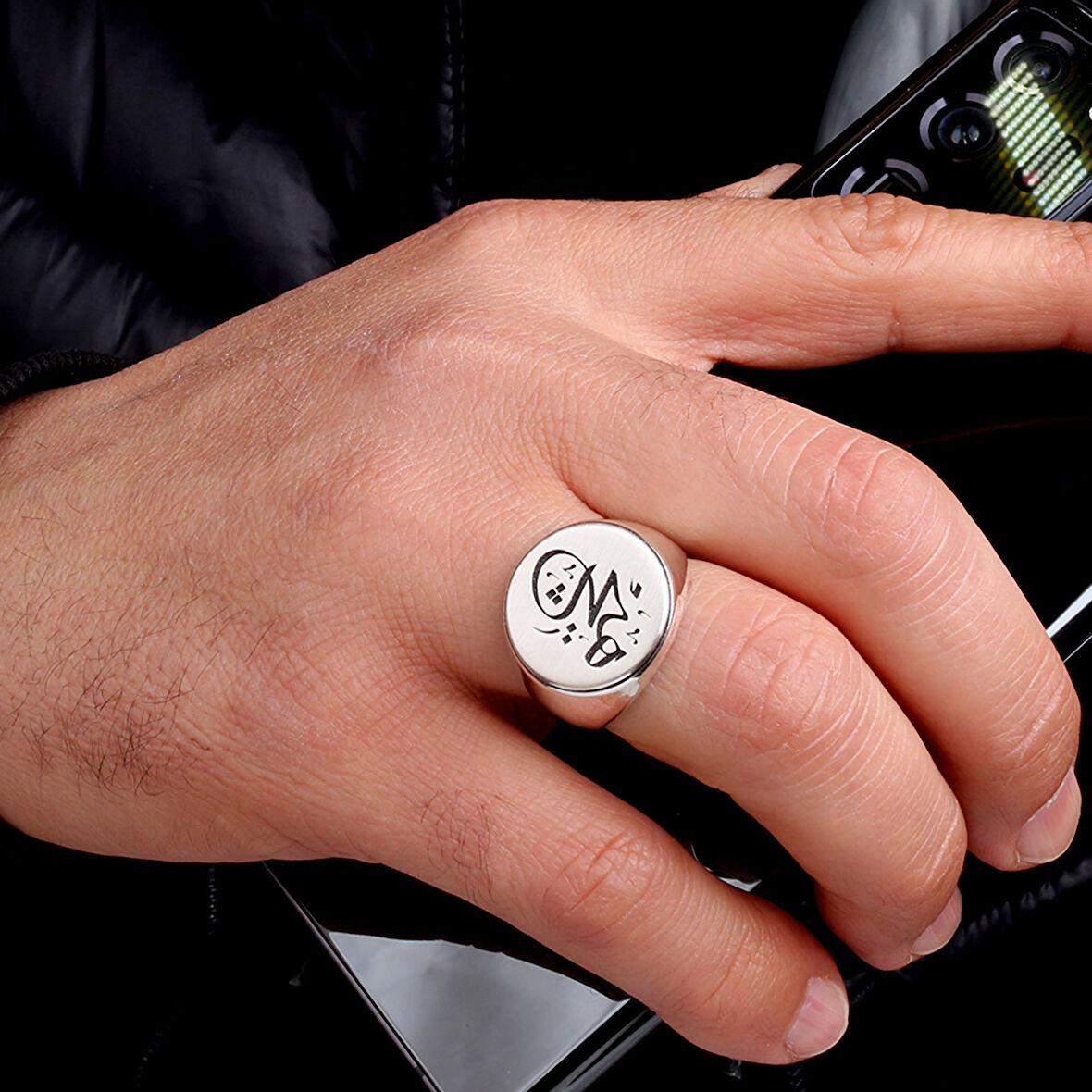 925 Ayar Gümüş Arapça Hiç Yazılı Erkek Yüzük