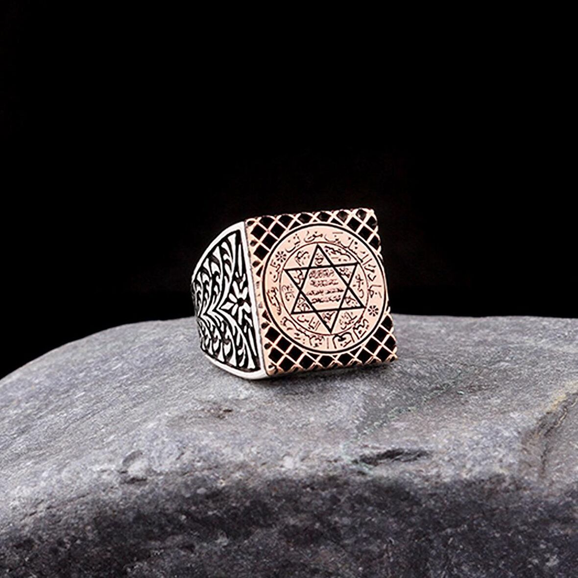 925 AYAR GÜMÜŞ HZ SÜLEYMAN MÜHRÜ MODEL ERKEK YÜZÜK