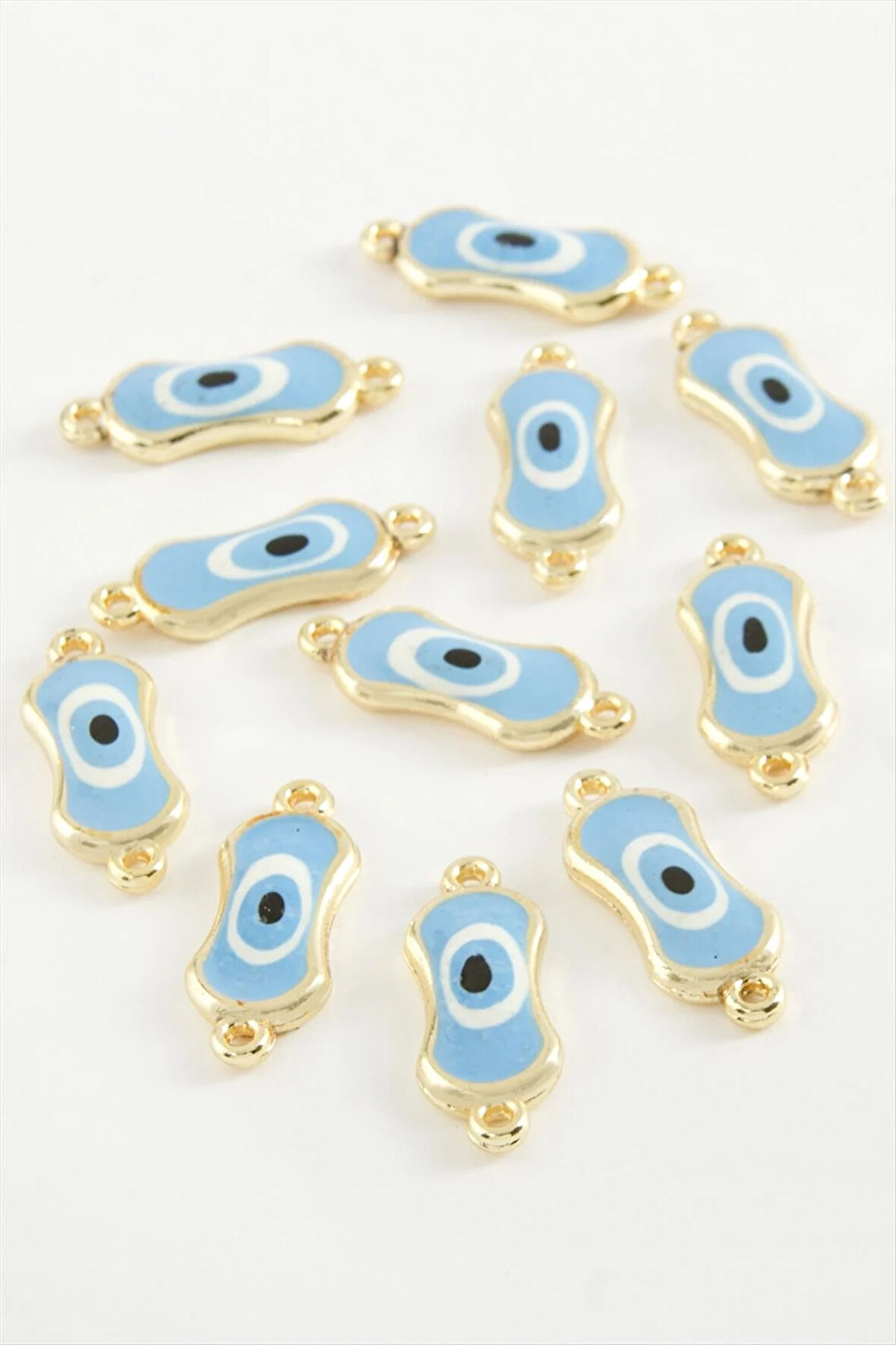 Oval Nazar Çift Kulplu Mineli Bileklik ve Kolye Ucu Aparatı 1 Adet