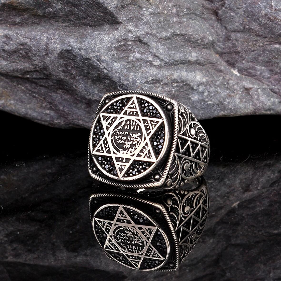 HZ SÜLEYMAN MÜHRÜ 925 AYAR GÜMÜŞ ERKEK YÜZÜK