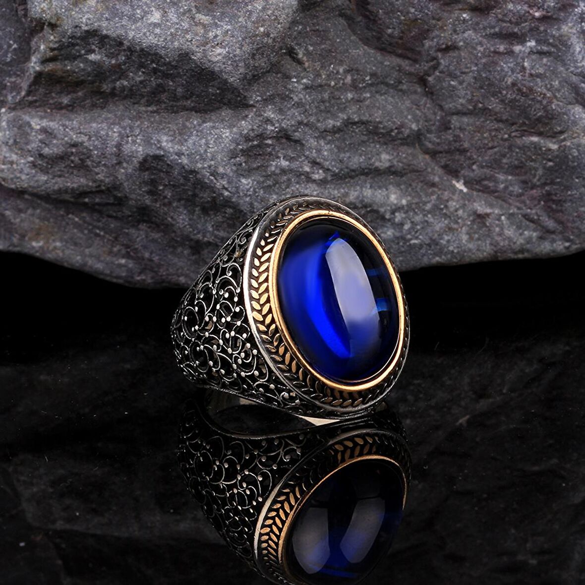 ZİRKON TAŞLI 925 AYAR GÜMÜŞ ERKEK YÜZÜK