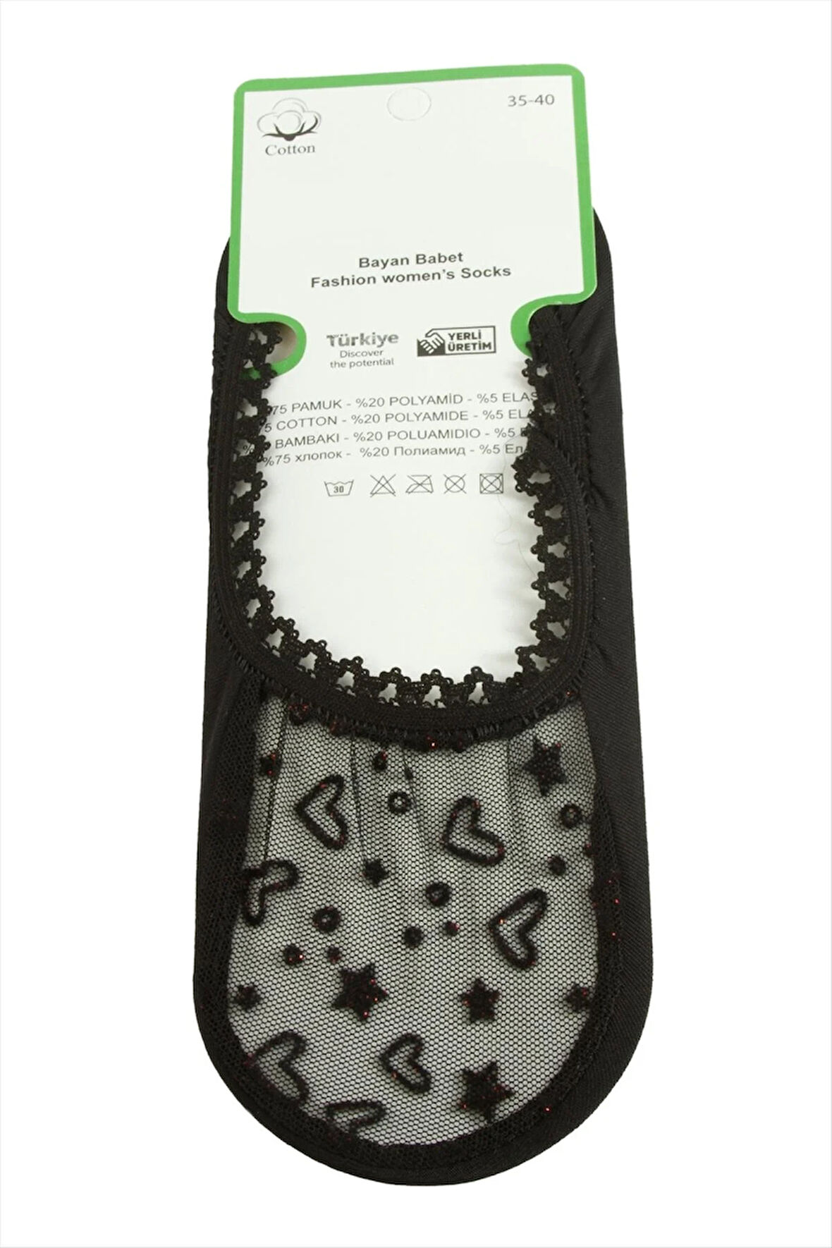 Kalp Dantel Babet Çorap