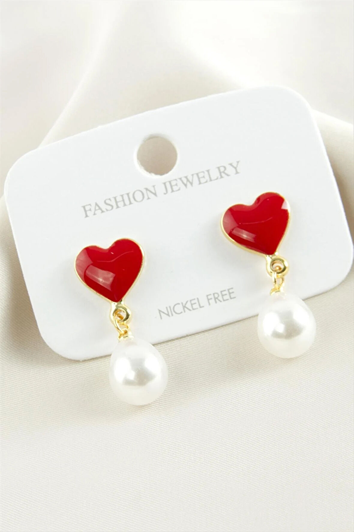 Kalp Mineli İnci Küpe