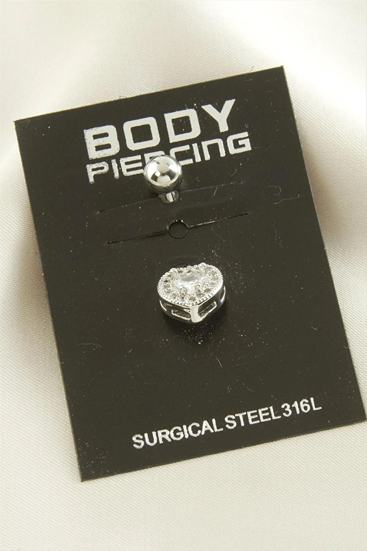 Kalp Zirkon Taşlı Çelik Piercing 1 Adet