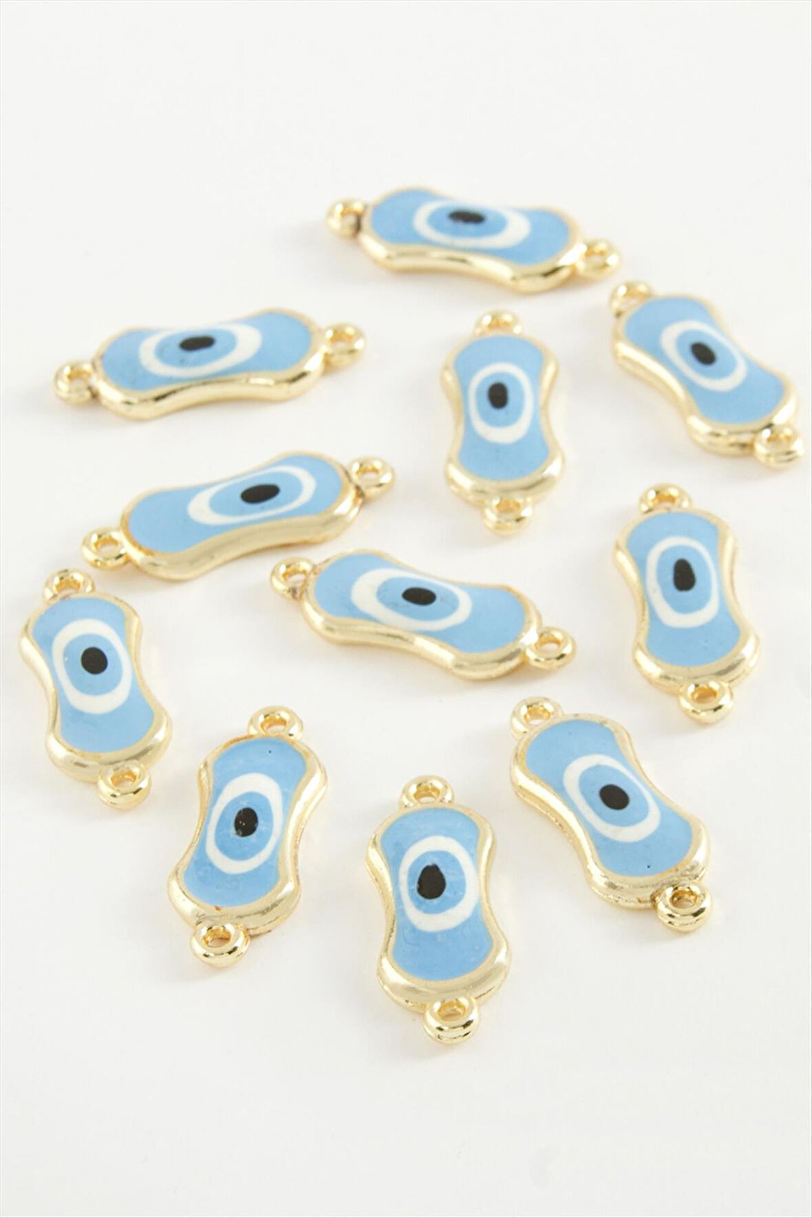 Oval Nazar Çift Kulplu Mineli Bileklik ve Kolye Ucu Aparatı 1 Adet