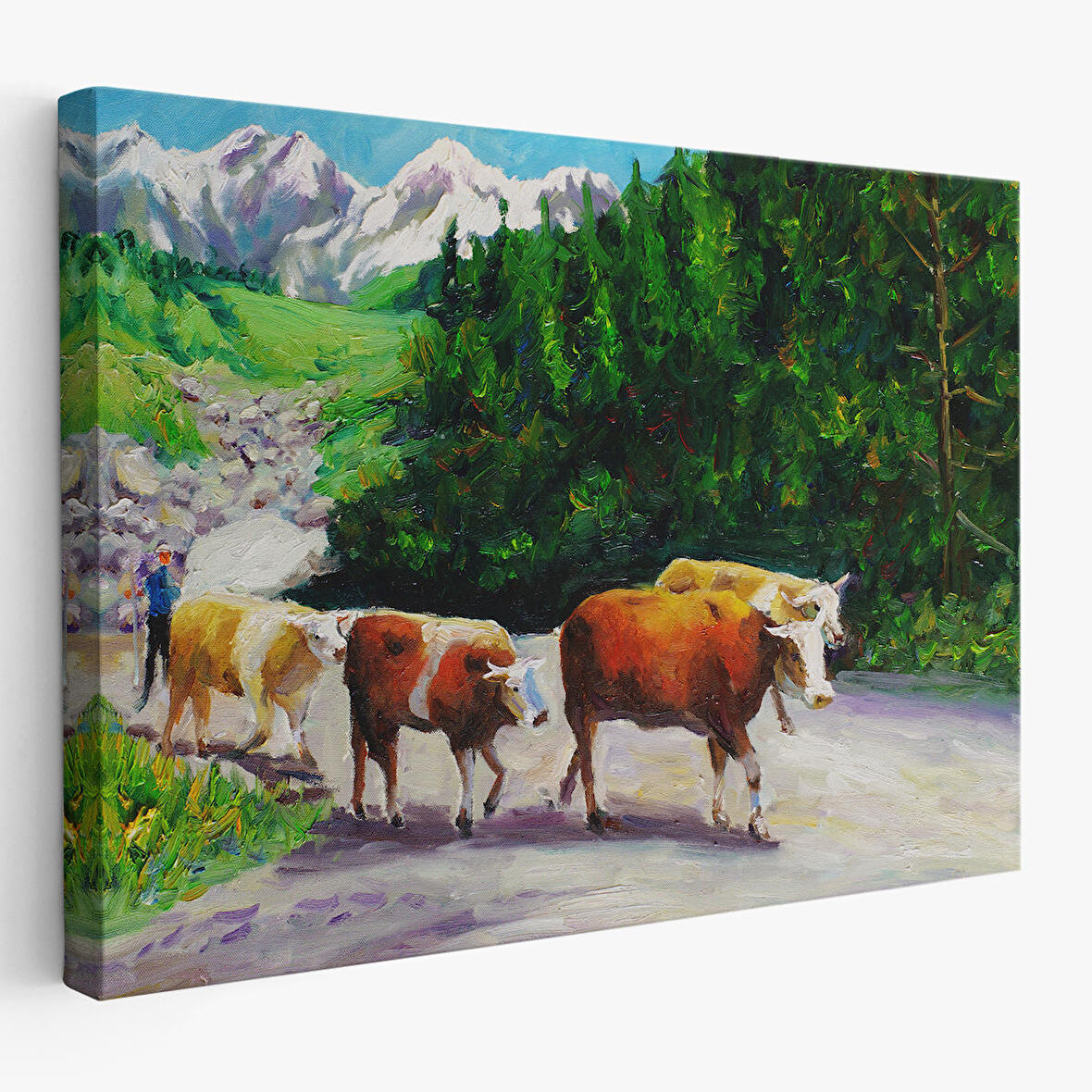 Harita Sepeti Otlayan Boğa Kanvas Duvar Tablosu-1183