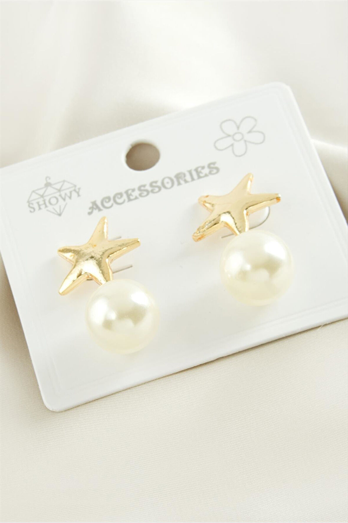 Yıldız Metal İnci Küpe