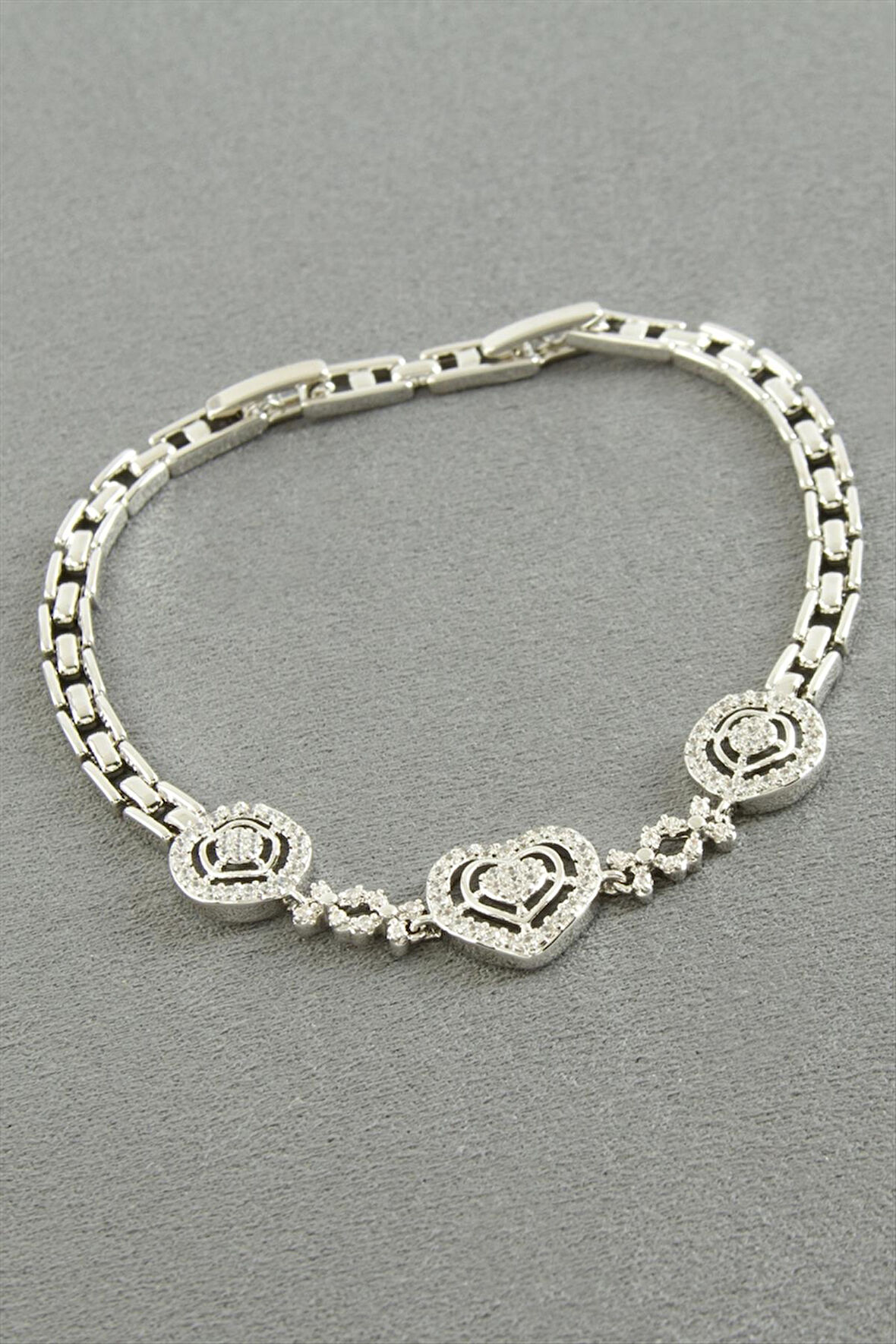 Xuping Kalp Zirkon Taşlı Lüks Çelik Bileklik