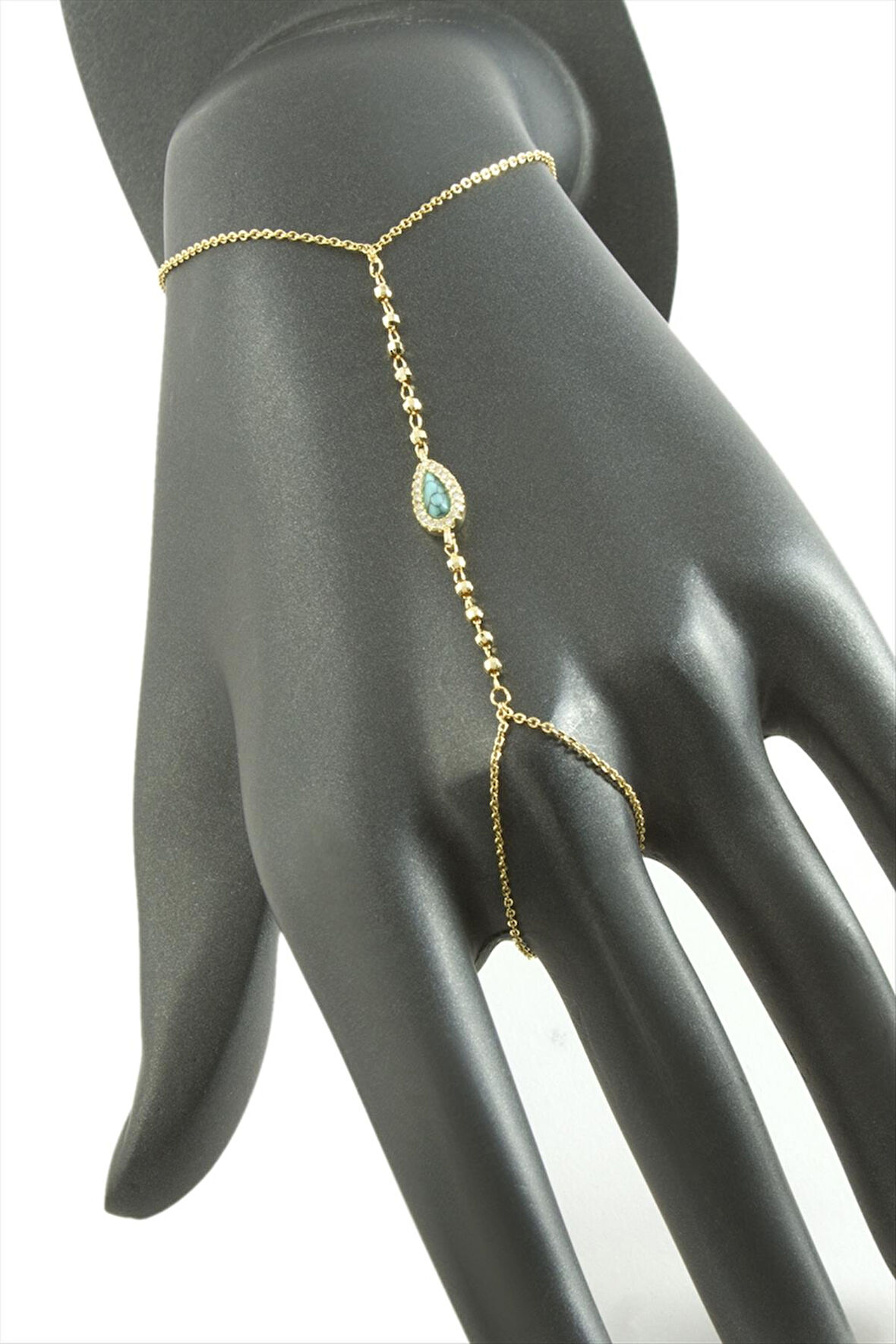 Damla Turkuaz Zirkon Taşlı Lüks Çelik Şahmeran