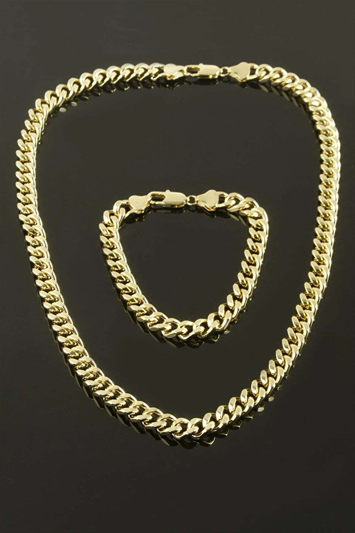 Xuping Düz Zincir Lüks Çelik Kolye Seti