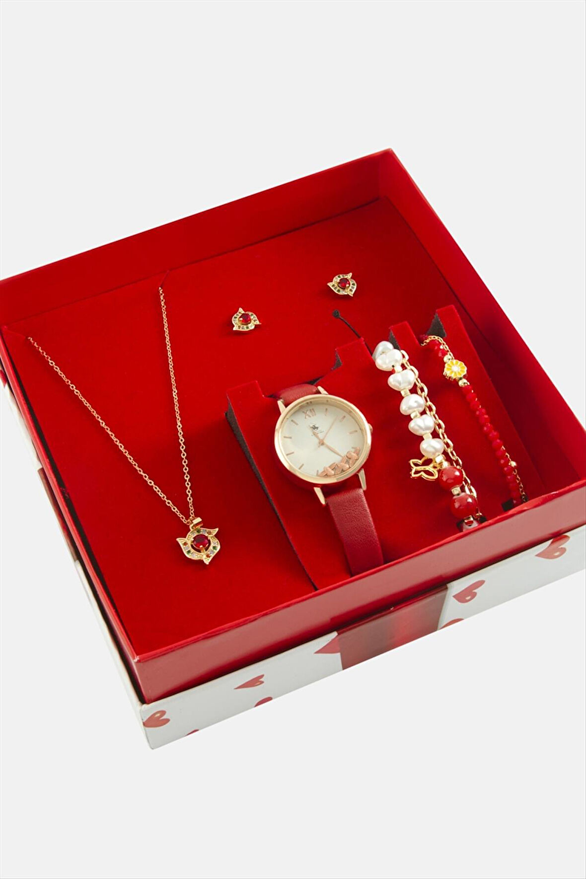 Kayışlı kadın Kol Saati ve Takı Seti Kombini