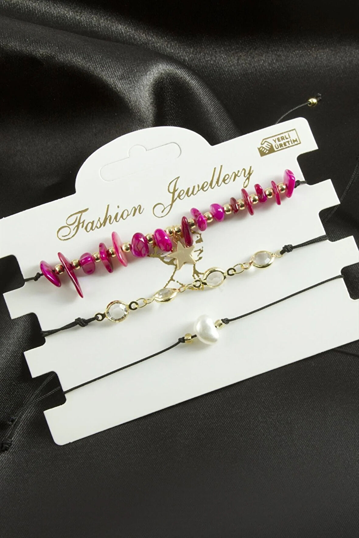 3 Adet Yıldız Kırık Doğaltaş Bileklik