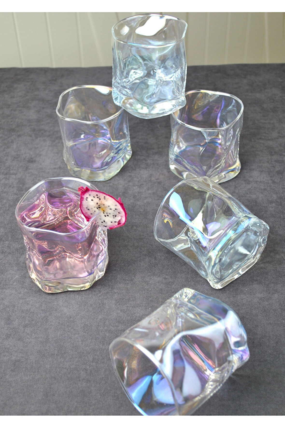 6 Adet Hologramlı Viski Kokteyl Bardağı Kadehi Pinterest Meşrubat Bardak 6'lı 280 Ml Renkli