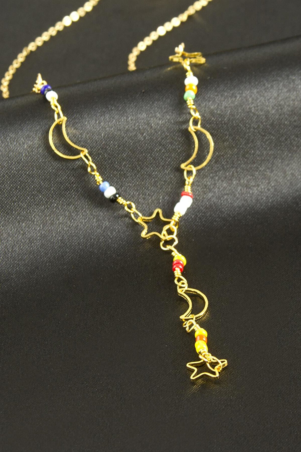 Yıldız Hilal Boncuk Y Kolye