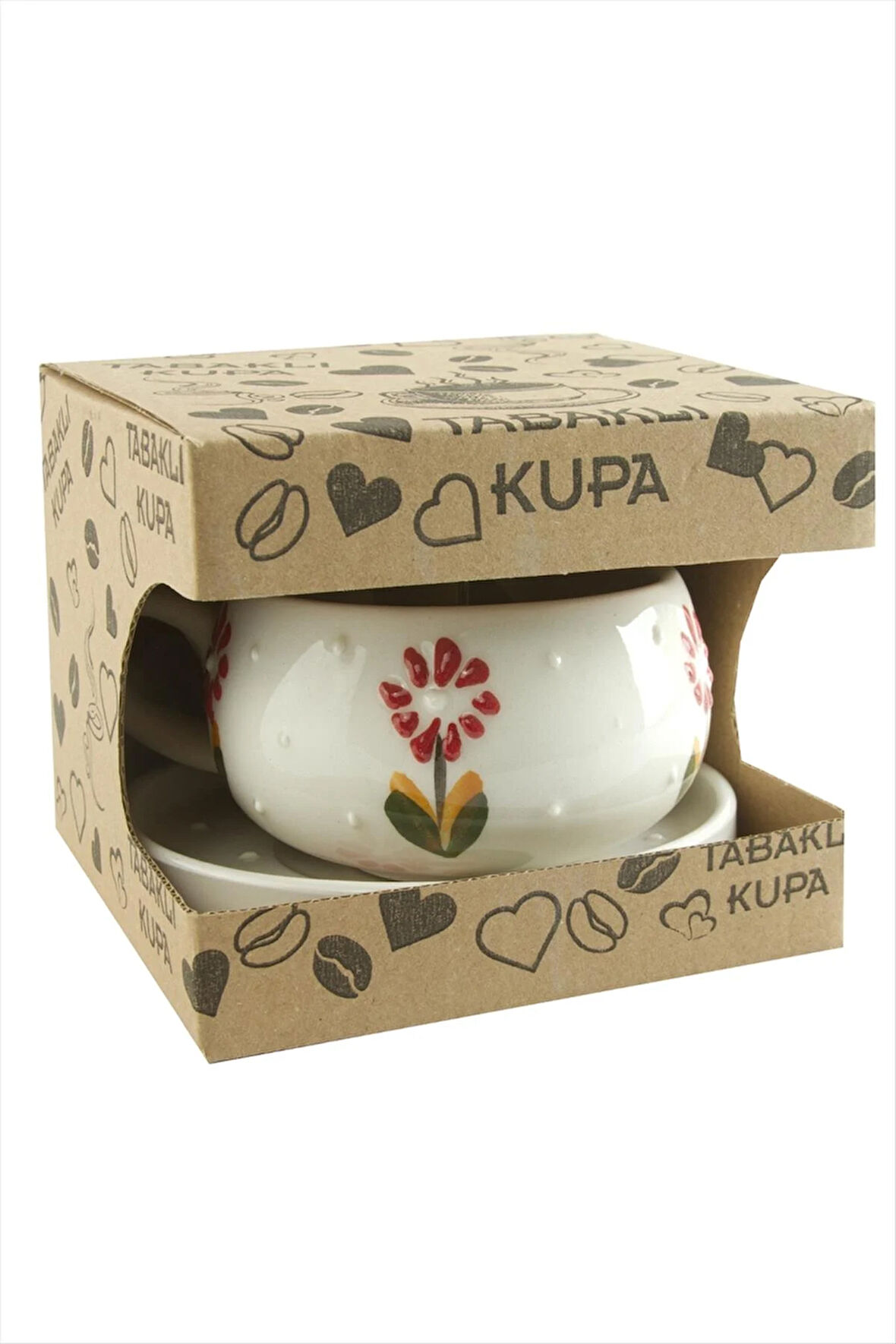 Papatya Desenli Seramik Tabaklı Kupa