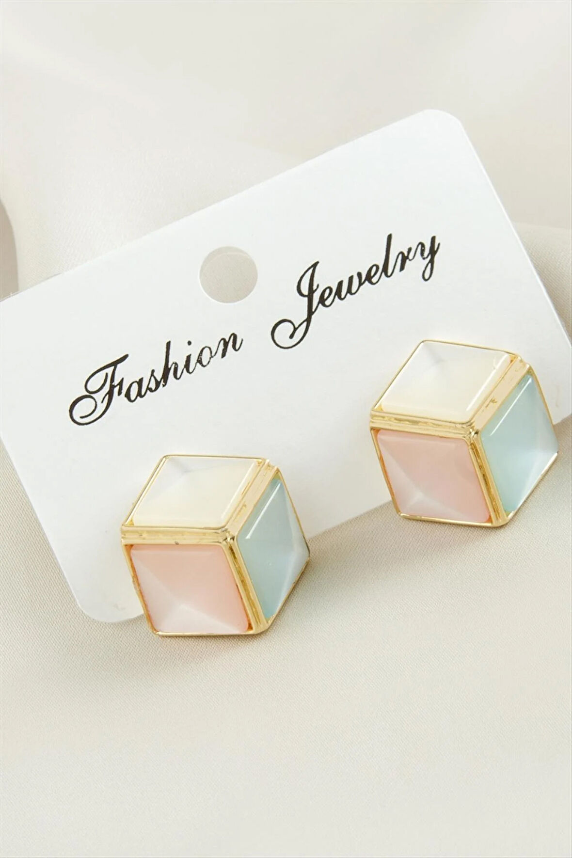 Küp Damla Sedef Taşlı Metal Küpe