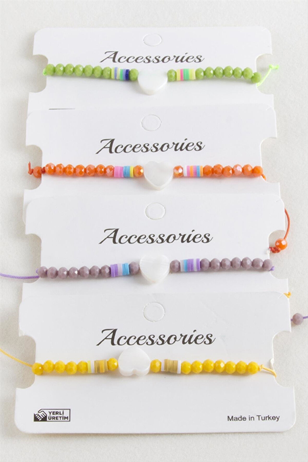 Kalp Sedef Kristal Makrome İp Bileklik