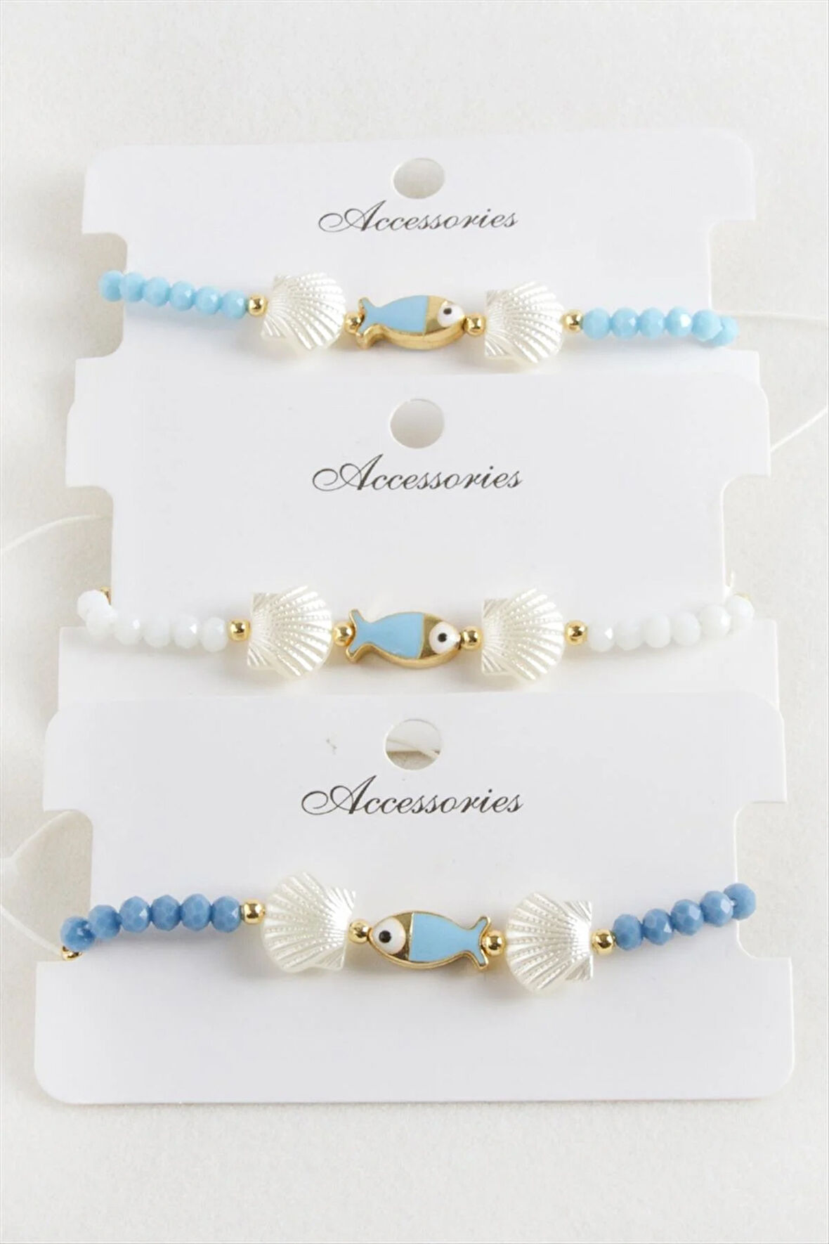 Balık İstiridye İnci Kristal Makrome İp Bileklik