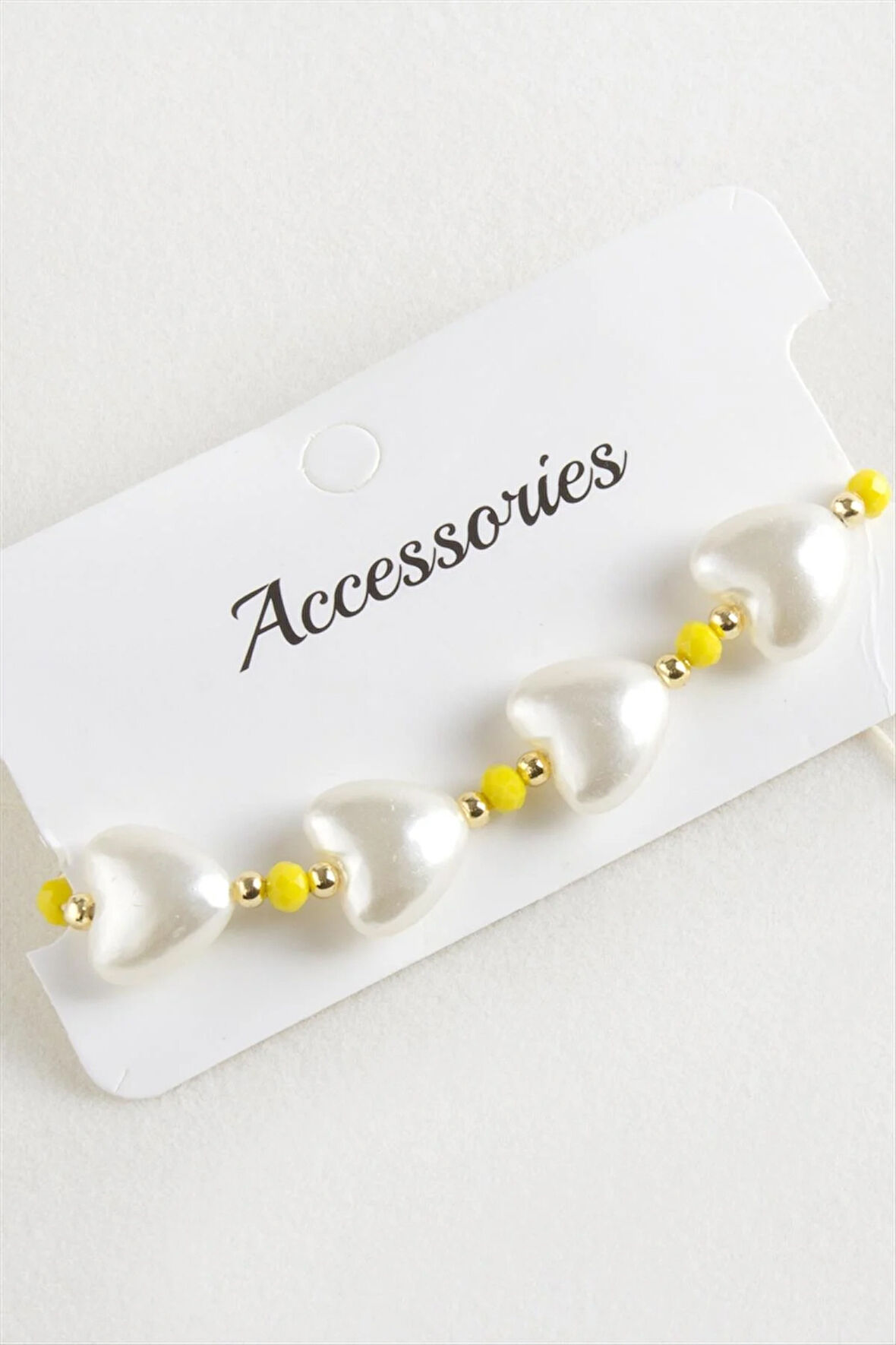 Kalp İnci Kristal Makrome İp Bileklik