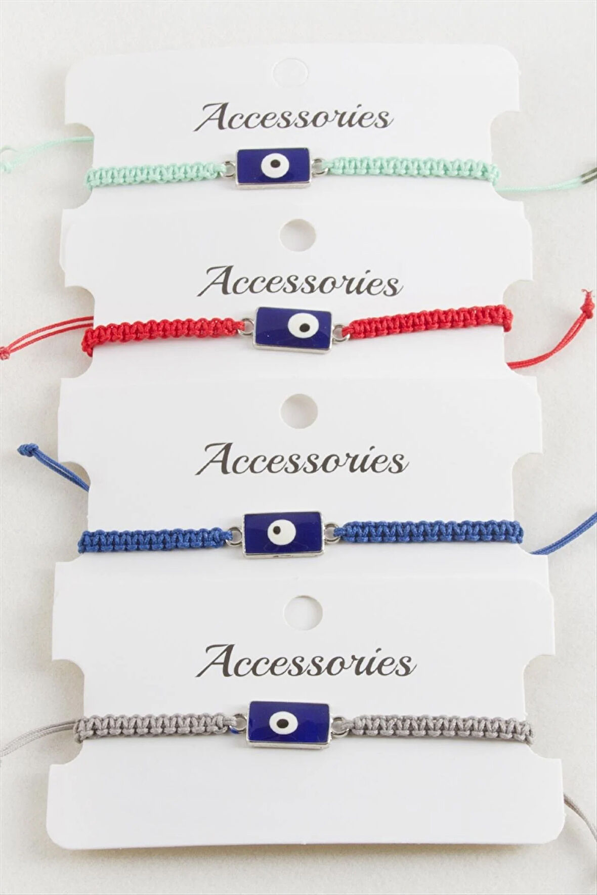 Dikdörtgen Nazar Makrome Örgülü Bileklik