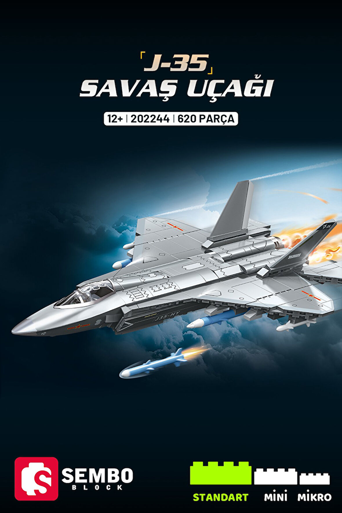 Sembo Block J-35 Savaş Uçağı Yapı Bloğu Seti – 620 Parça