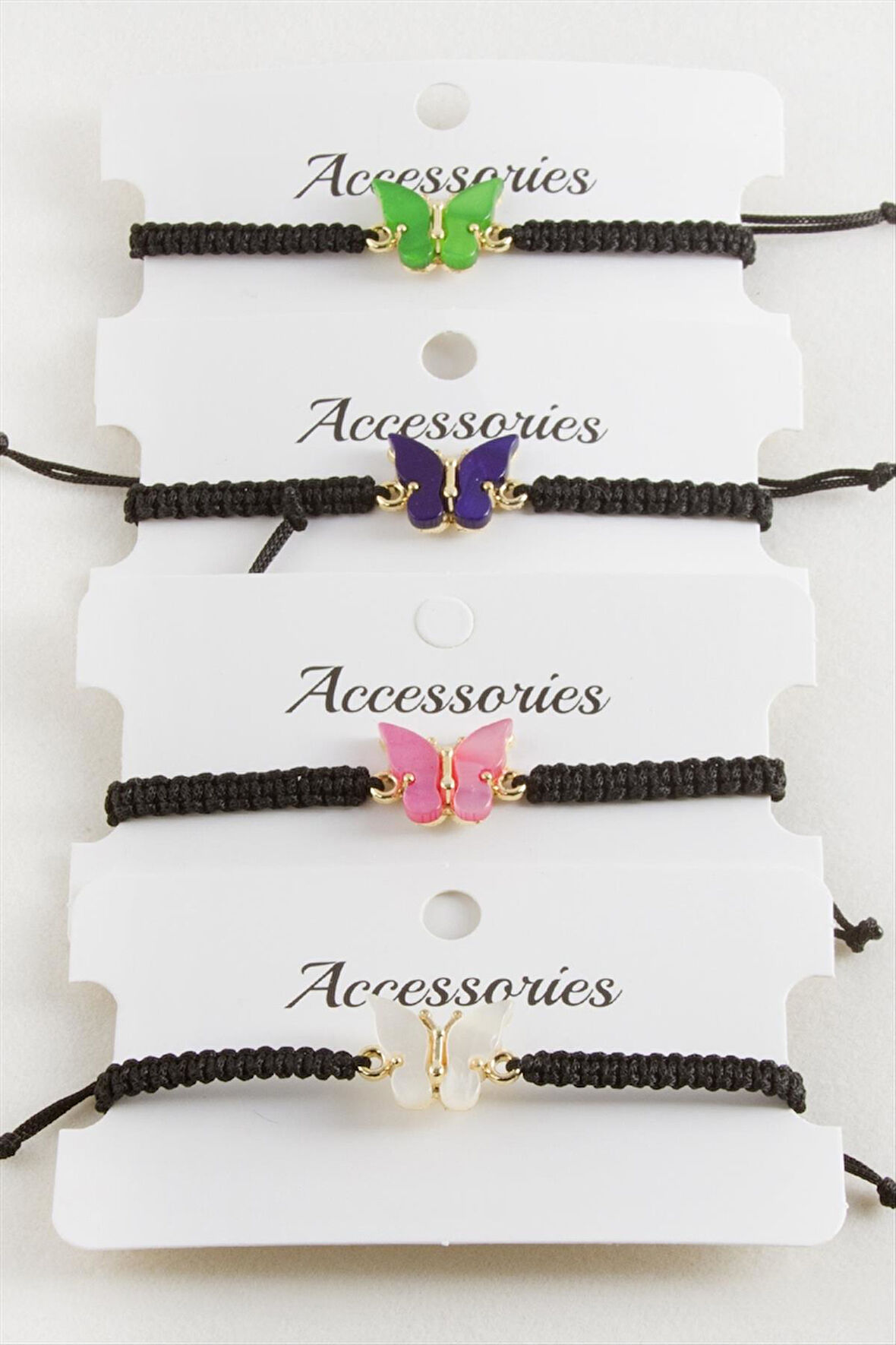 Kelebek Polyester Makrome Örgülü Bileklik