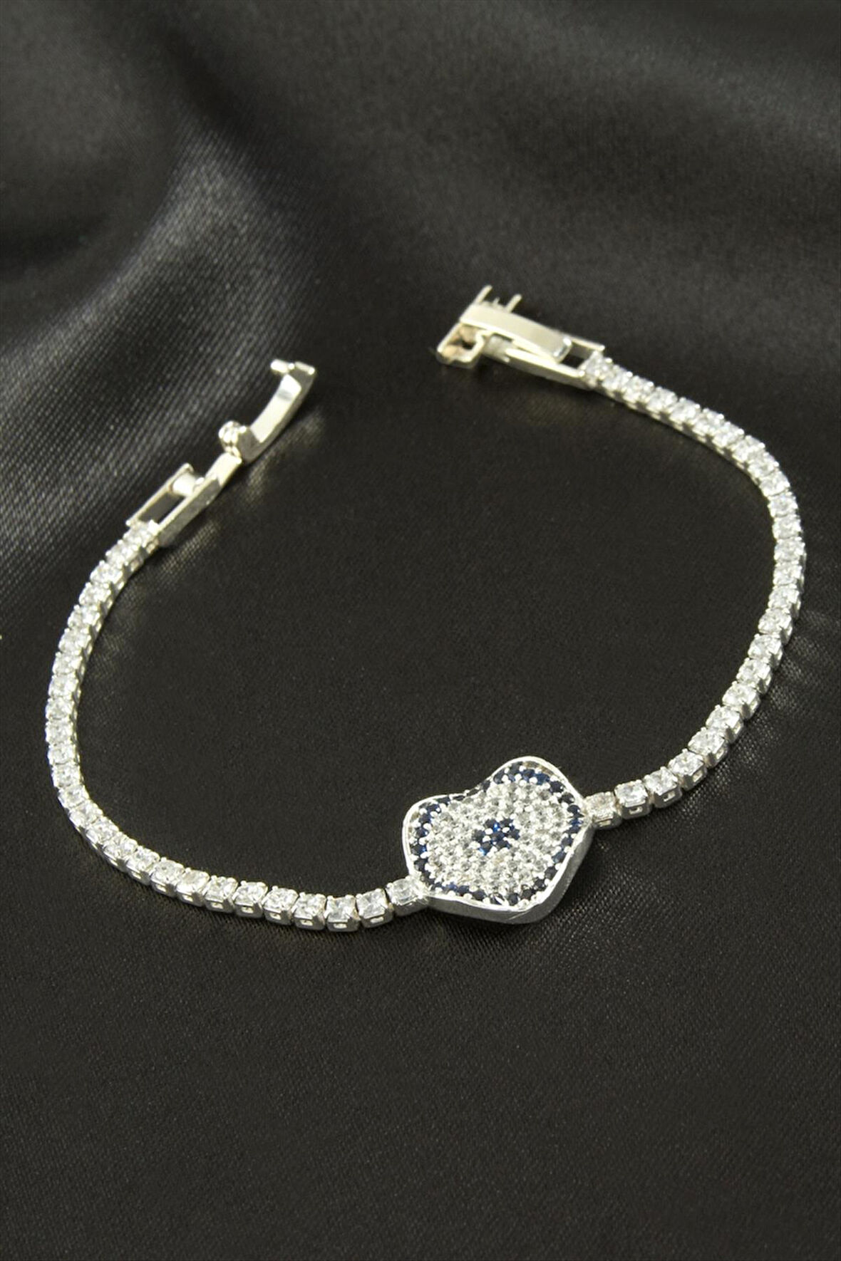 Dalgalı Oval Zirkon Taşlı Çocuk Bileklik 16 cm