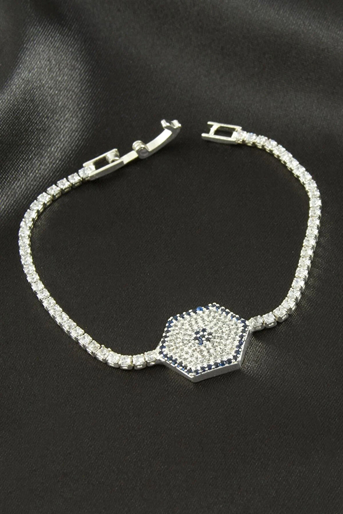 Altıgen Zirkon Taşlı Çocuk Bileklik 16 cm