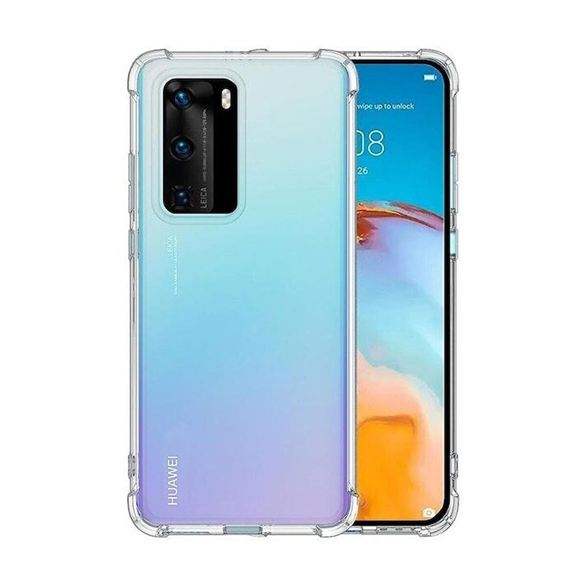 Smcase Huawei P40 Kılıf Darbe Korumalı Silikon  Tam Kapatan Ekran Koruyucu