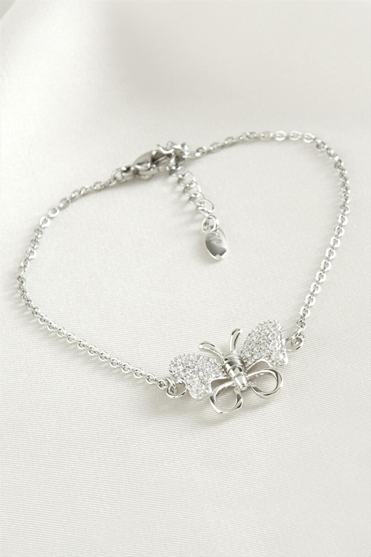 Kelebek Zirkon Taşlı Çelik Bileklik