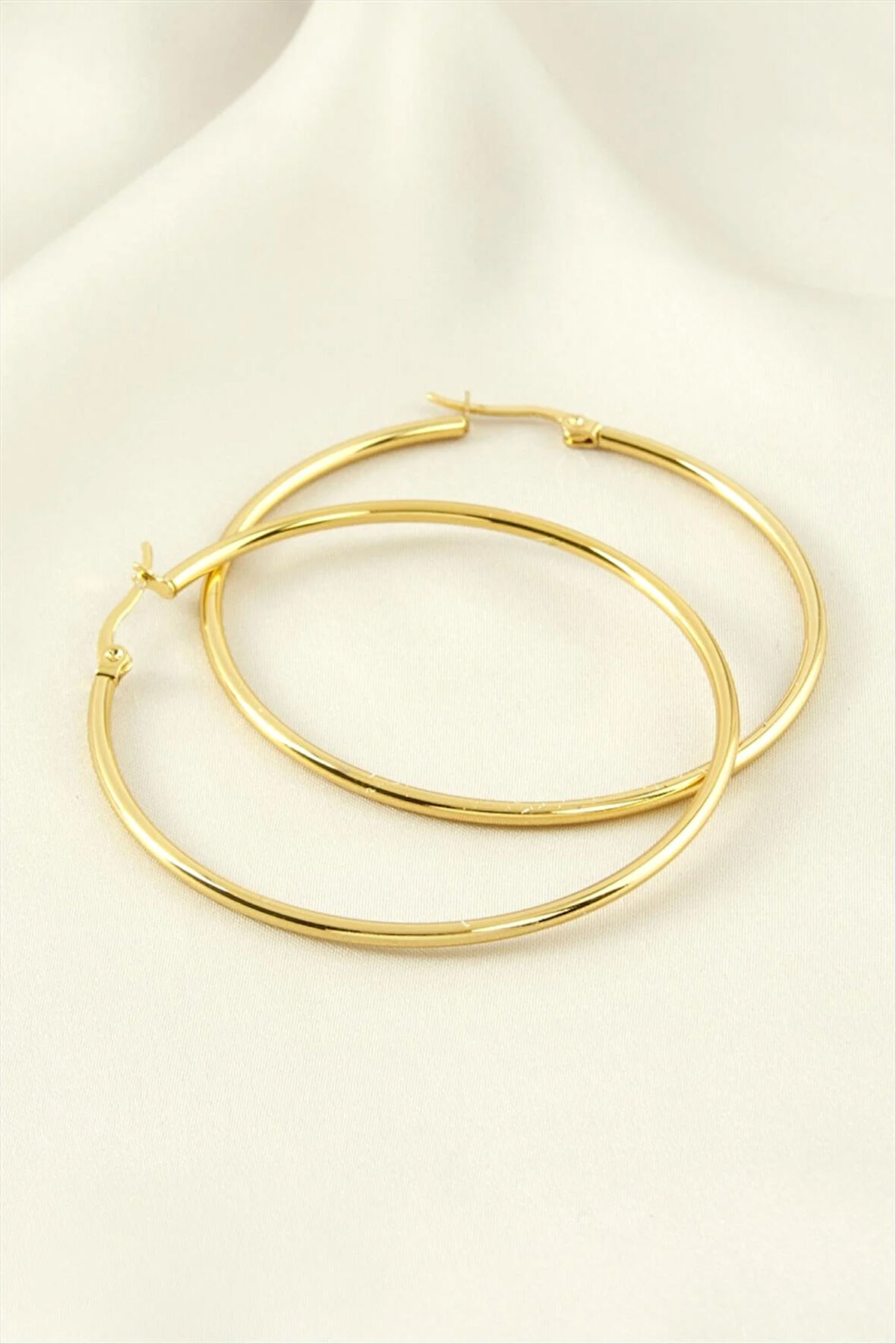 Halka Lüks Çelik Küpe 5,5 cm